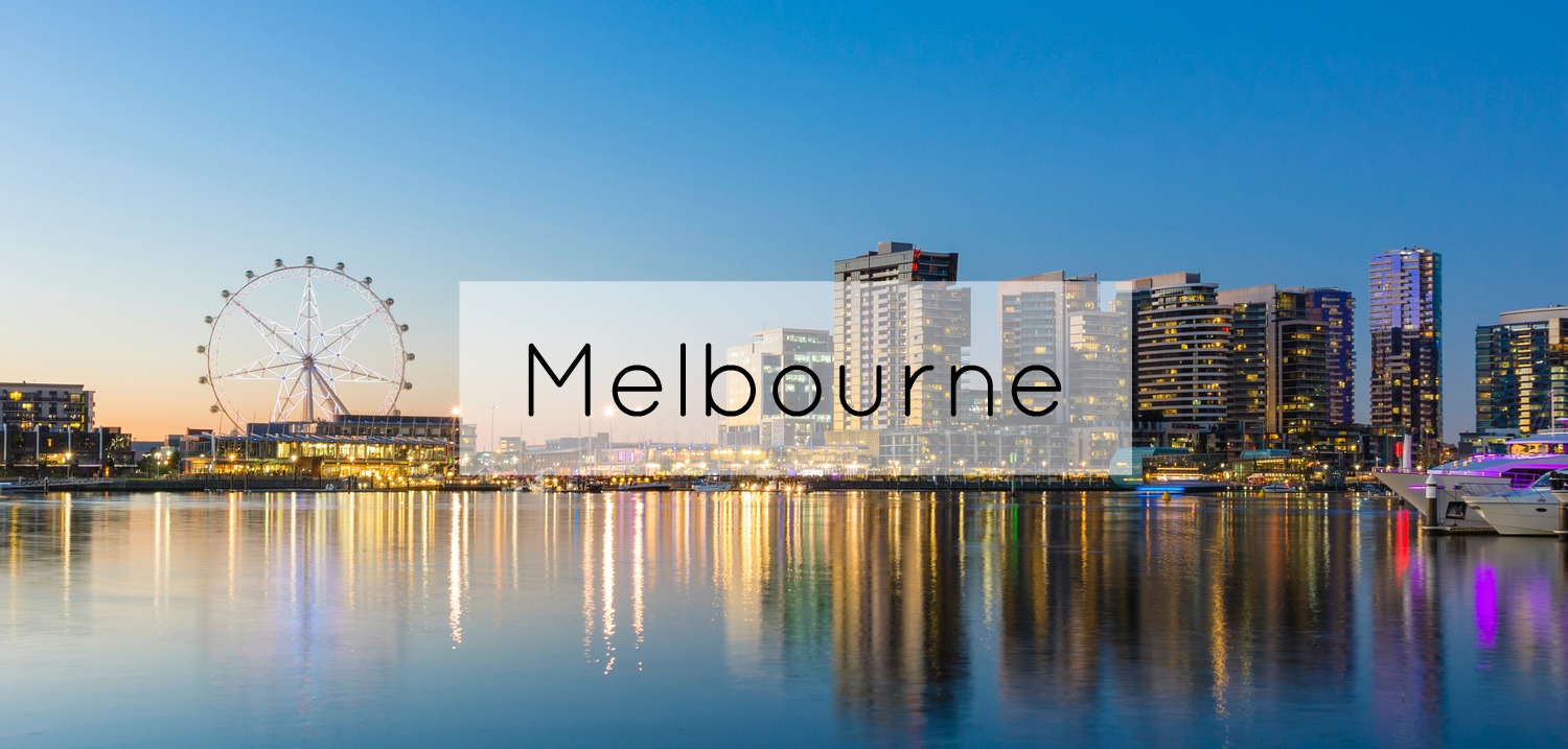 Panoramic image of the docklands waterfront area of Melbourne at night